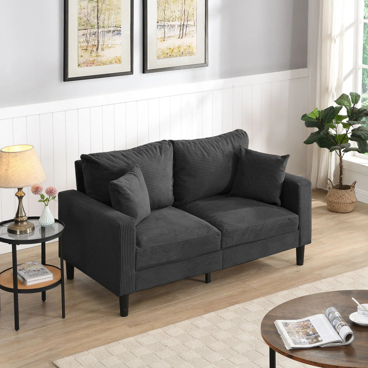 Modern Upholstered Loveseat Sofa, High Resilience - Furniture Home Direct