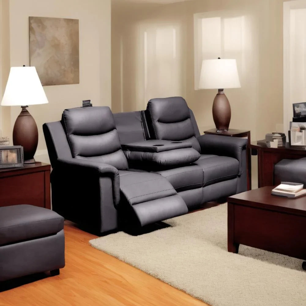 Reclining Sofa With Middle Console Slipcover, Stretch 3 Seat Reclining Sofa Covers - Black - Furniture Home Direct
