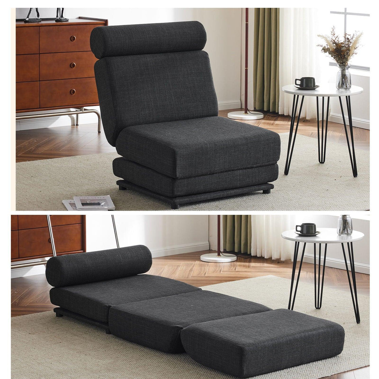 Foldable Single Chair Sofa Bed With Pillow, Easy To Store, Breathable And Wearable Linen - Furniture Home Direct
