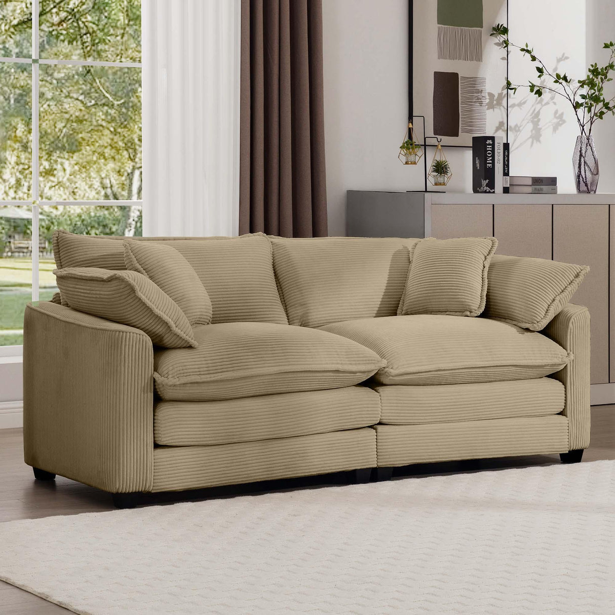 Modern 2 Seater With 4 Pillows, Upholstered Deep Seating Loveseat - Furniture Home Direct