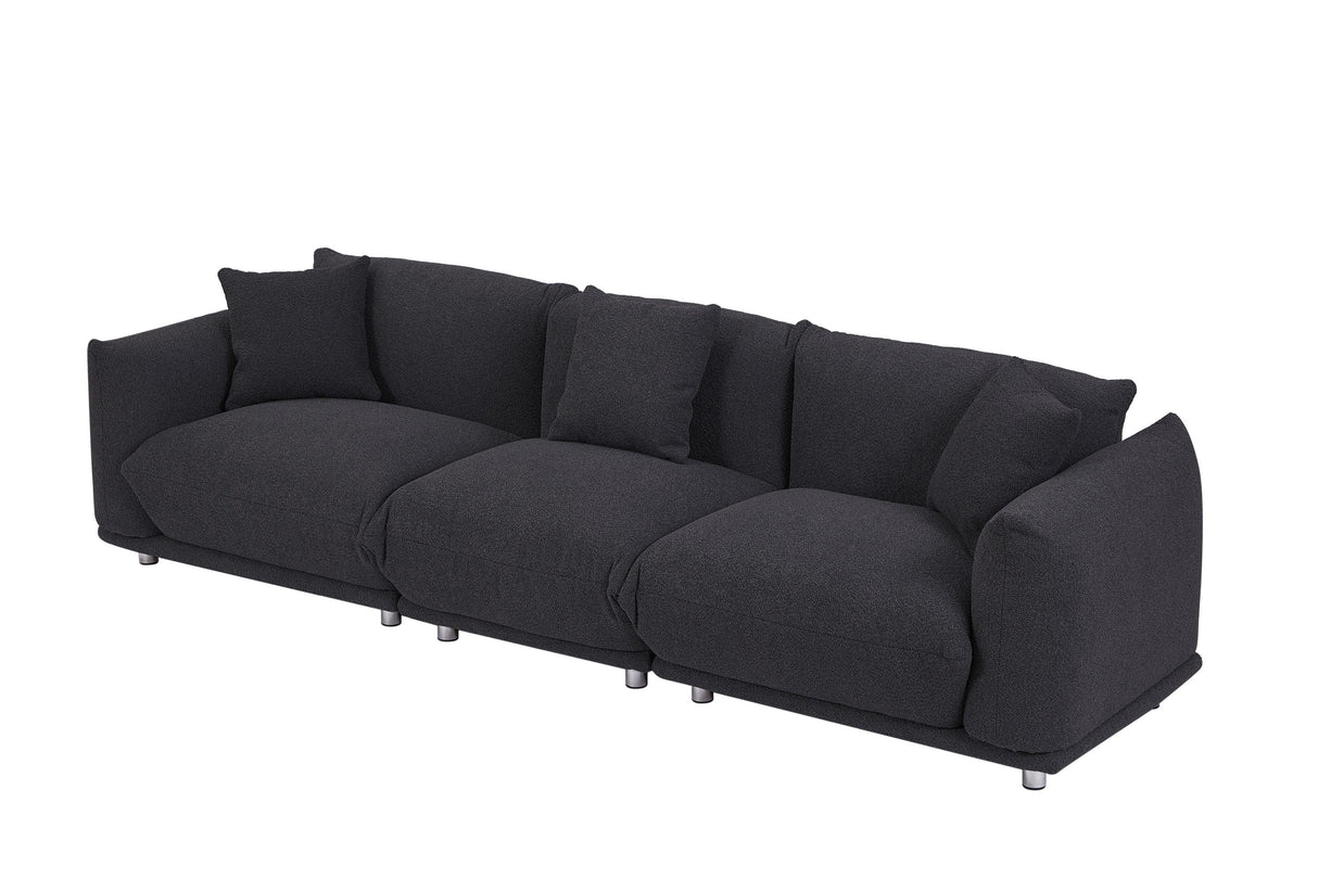 Sherpa Sofa With Metal Legs and 3 Pillows - Furniture Home Direct