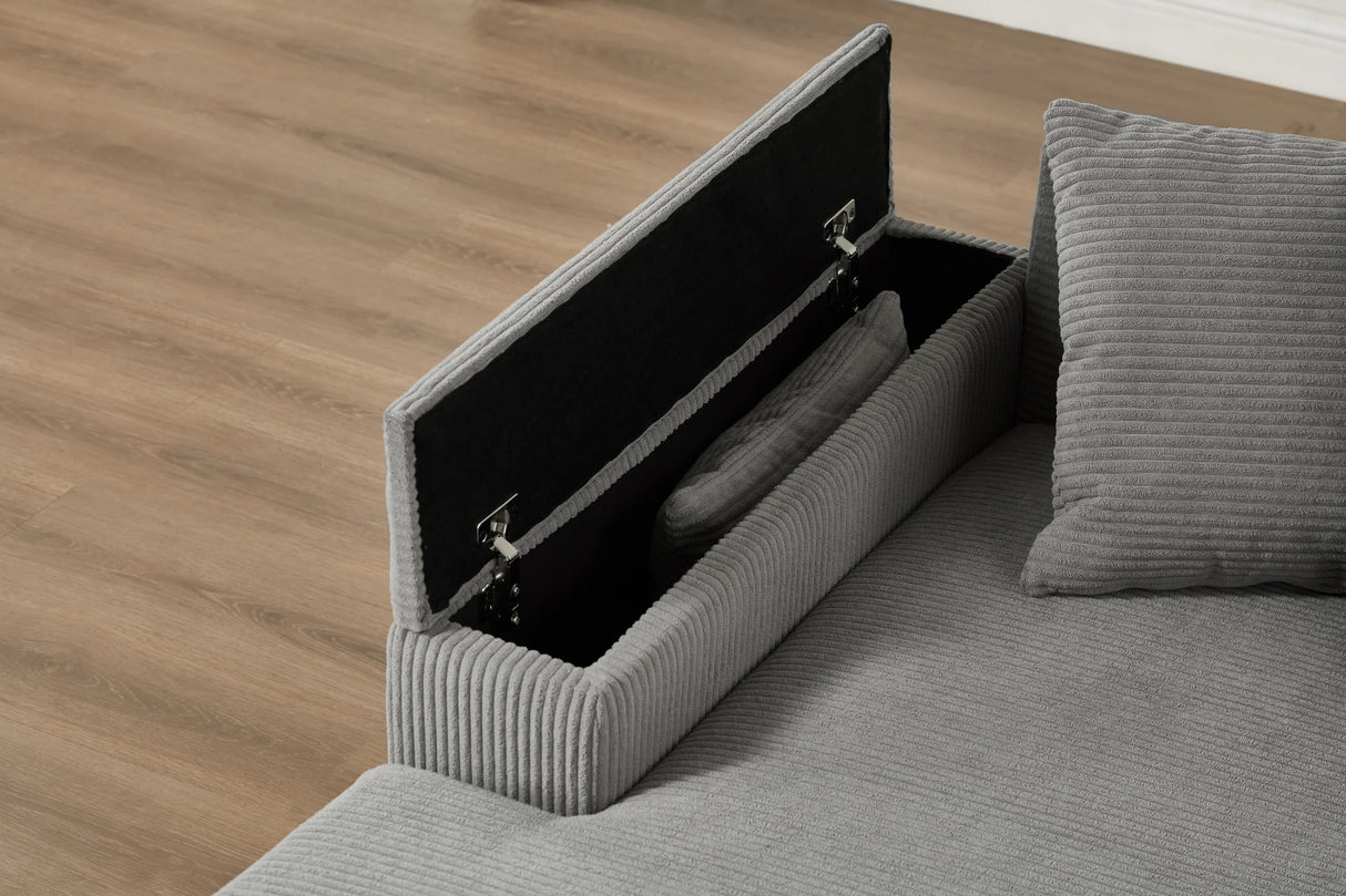 111 Inch Luxury Sectional With Convertible Chaise Grey - Furniture Home Direct