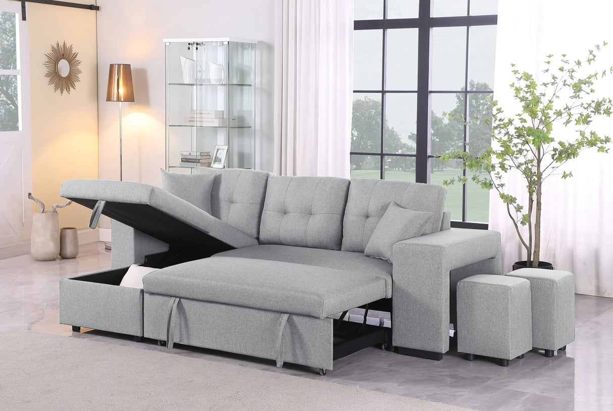 Daniel - Upholstered Reversible Sectional With Pull Out Loveseat - Furniture Home Direct