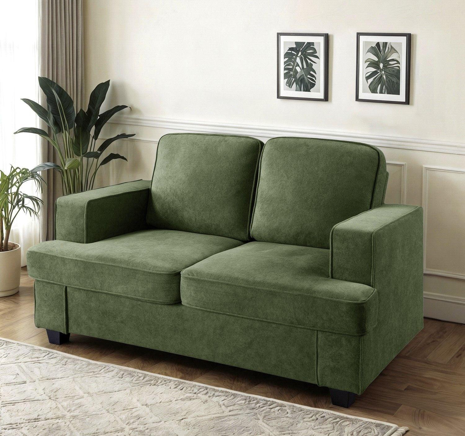 Modern Loveseat, Comfortable 2 Seater Couch With Deep Seating, Loose Back Cushions, Wide Arms - Furniture Home Direct
