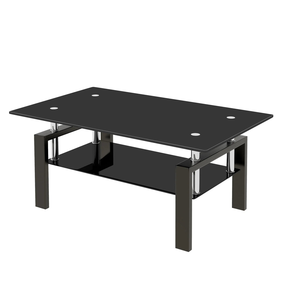 Tempered Glass Table With Storage - Furniture Home Direct