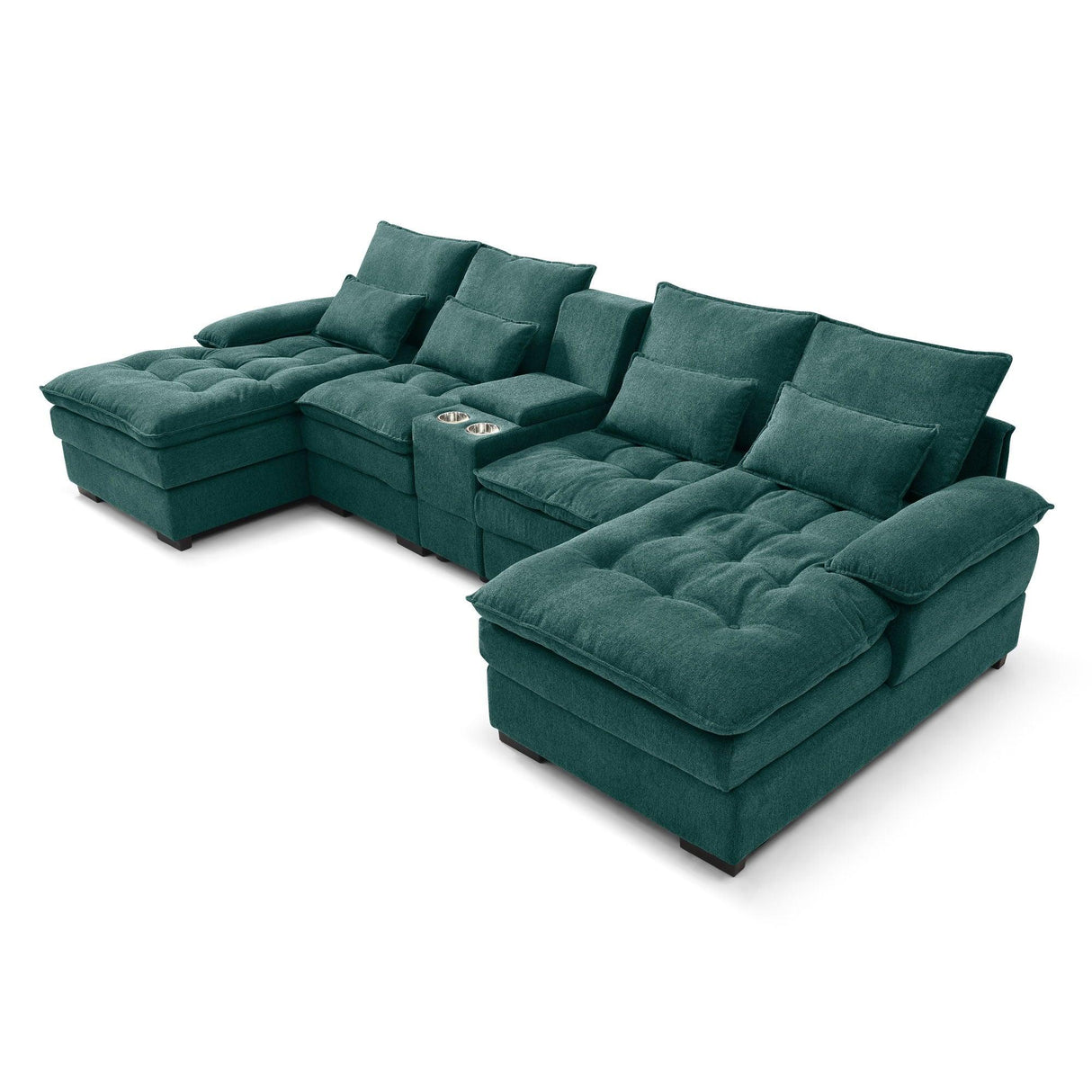 Contemporary U Shaped Sofa With Console And Cupholders - Furniture Home Direct