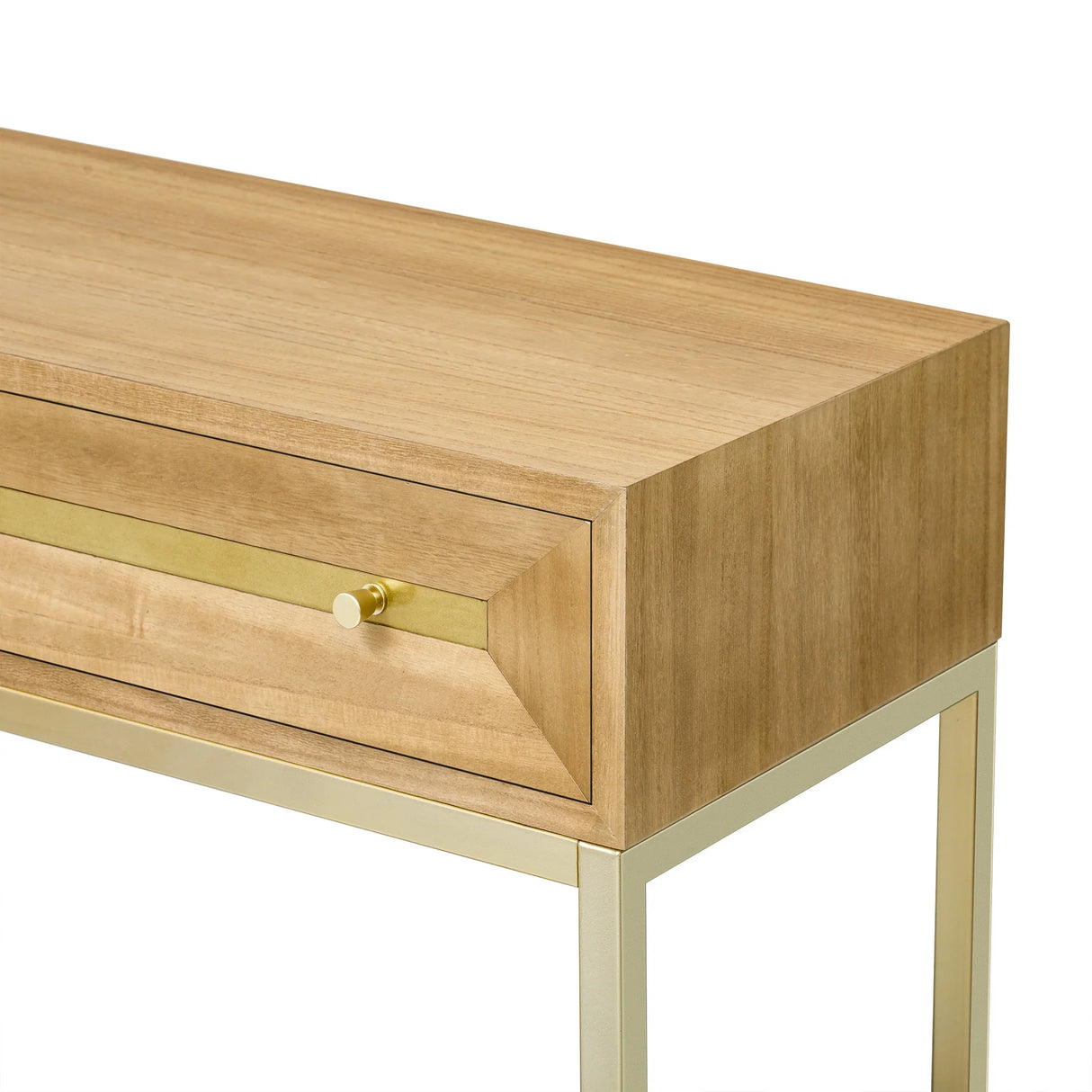 Console Table With Two Drawers Geometric Design Natural - Furniture Home Direct