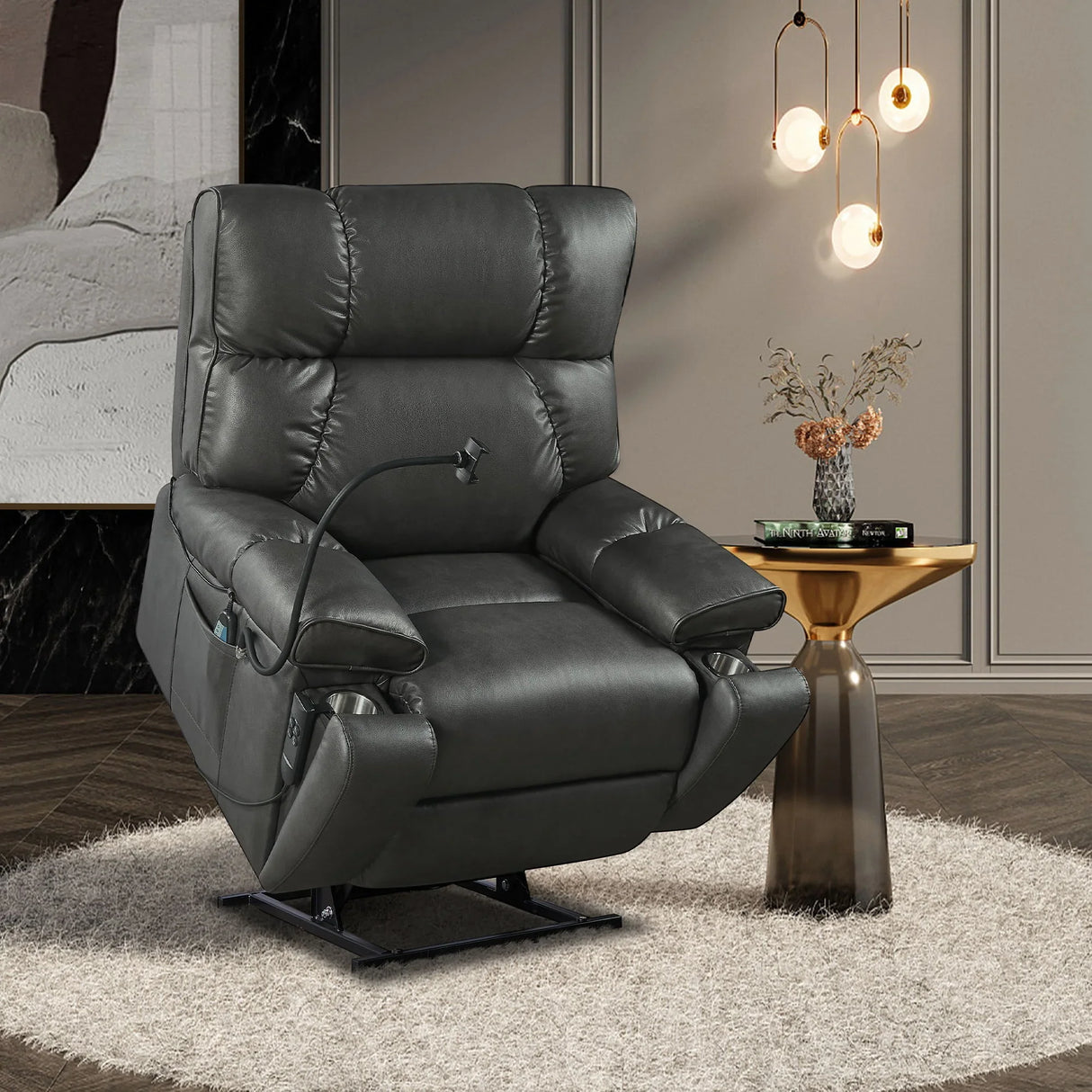 Recliner Chair With Phone Holder, Electric Power Lift Recliner Chair With 2 Motors Massage And Heat For Elderly, 3 Positions, 2 Side Pockets, Cup Holders - Furniture Home Direct