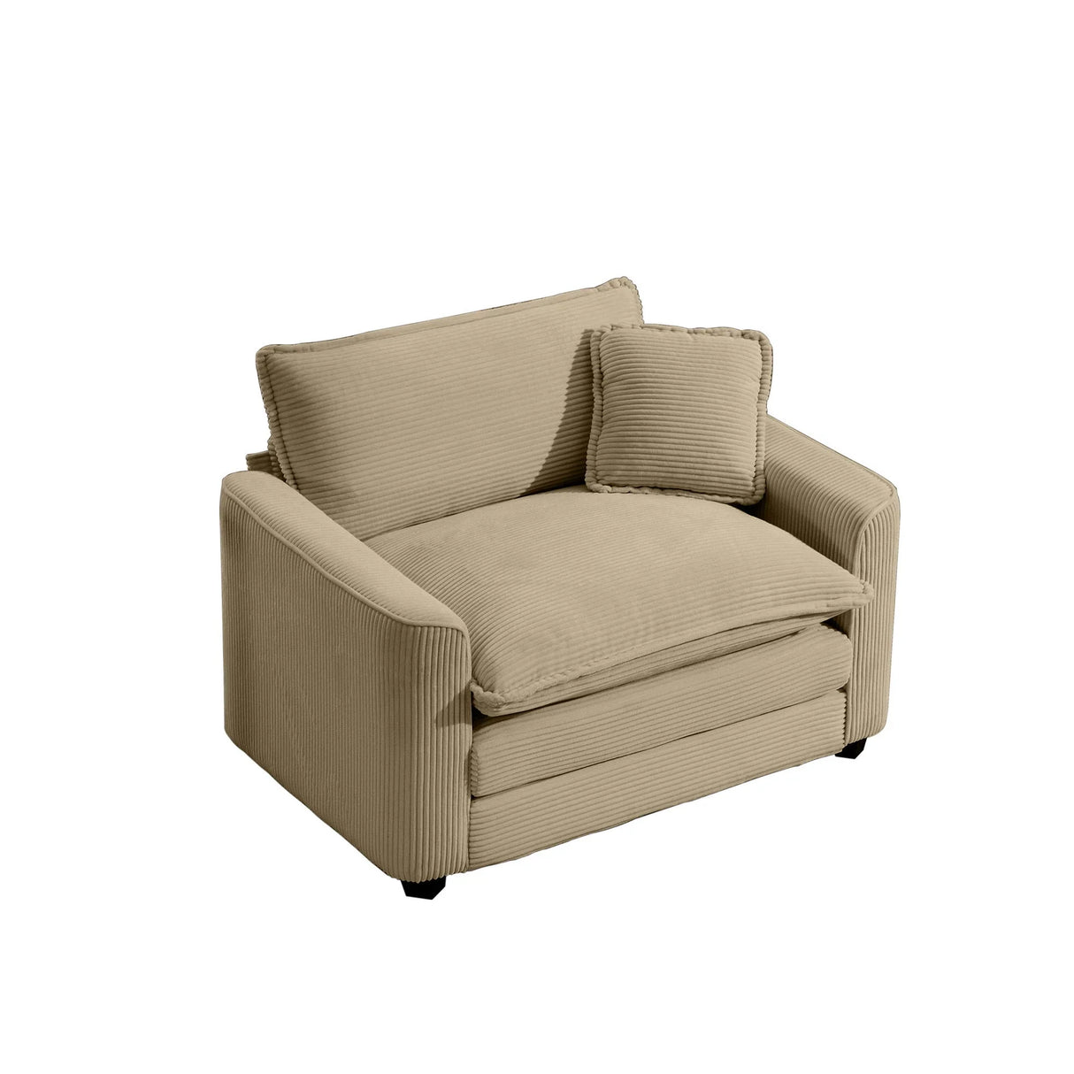 Modern Classic Corduroy Fabric Single Chair Deep Seat Sofa With Pillow - Furniture Home Direct