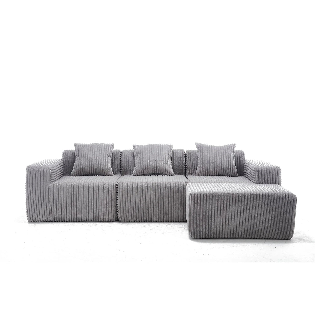 L - Shape Modern Minimalist Modular Sectional Sofa, Upholstered Cloud Couch With Deep Seats - Furniture Home Direct
