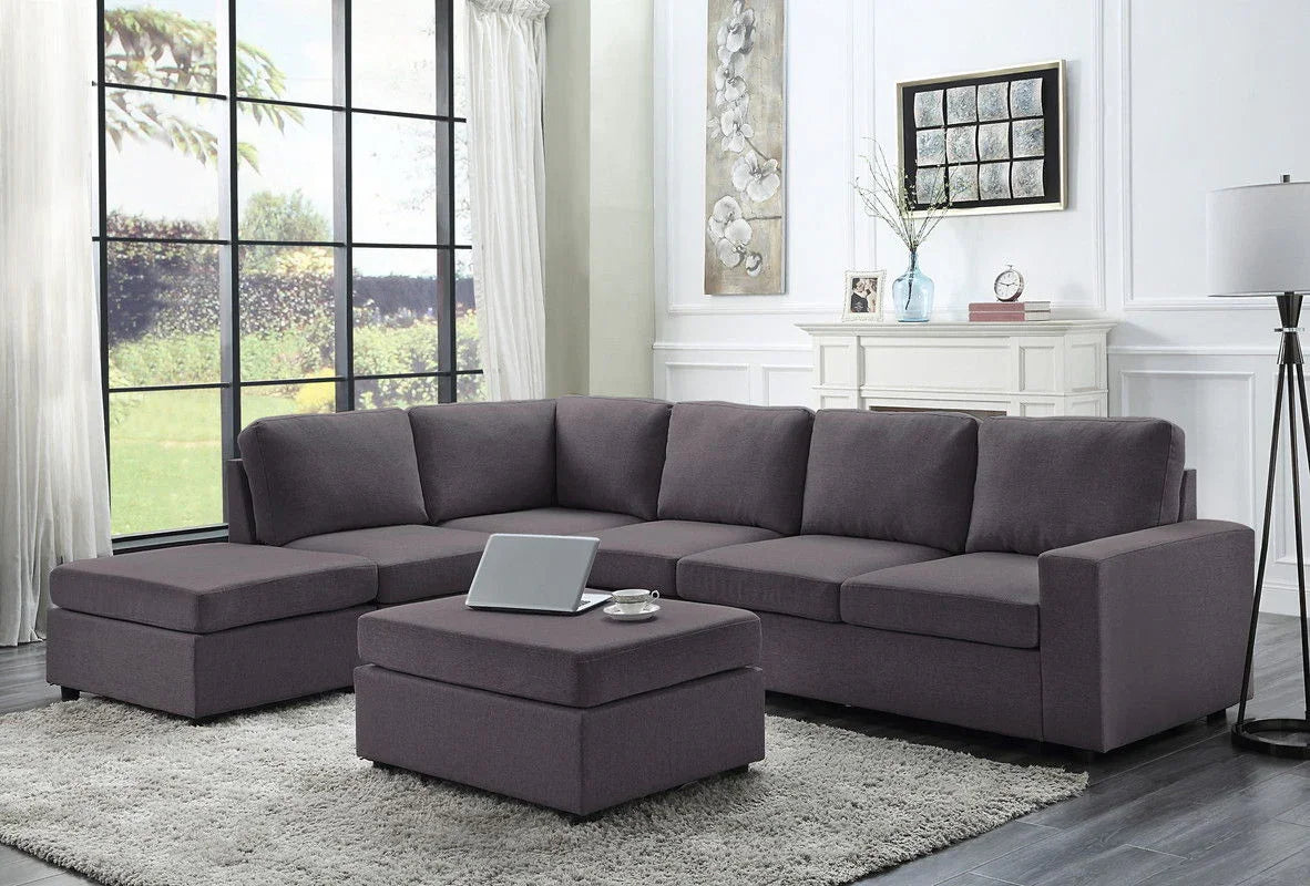 Cassia - 7 Seat Reversible Modular Sectional Sofa With Ottoman - Furniture Home Direct