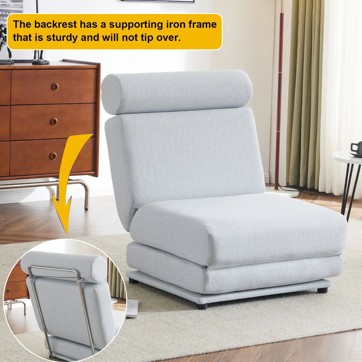 Foldable Single Chair Sofa Bed With Pillow, Easy To Store, Breathable And Wearable Linen - Furniture Home Direct