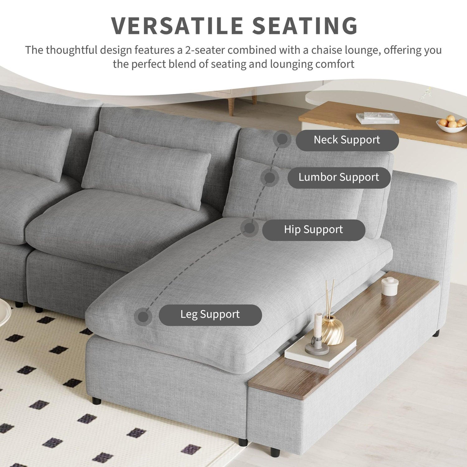 Sectional Sofa Modular With Removable Back Cushions Gray - Furniture Home Direct