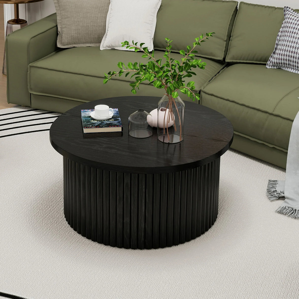 Coffee Table, Round Coffee Table, Modern Side Tables Accent End Table For Living Room, Apartment - Black - Furniture Home Direct