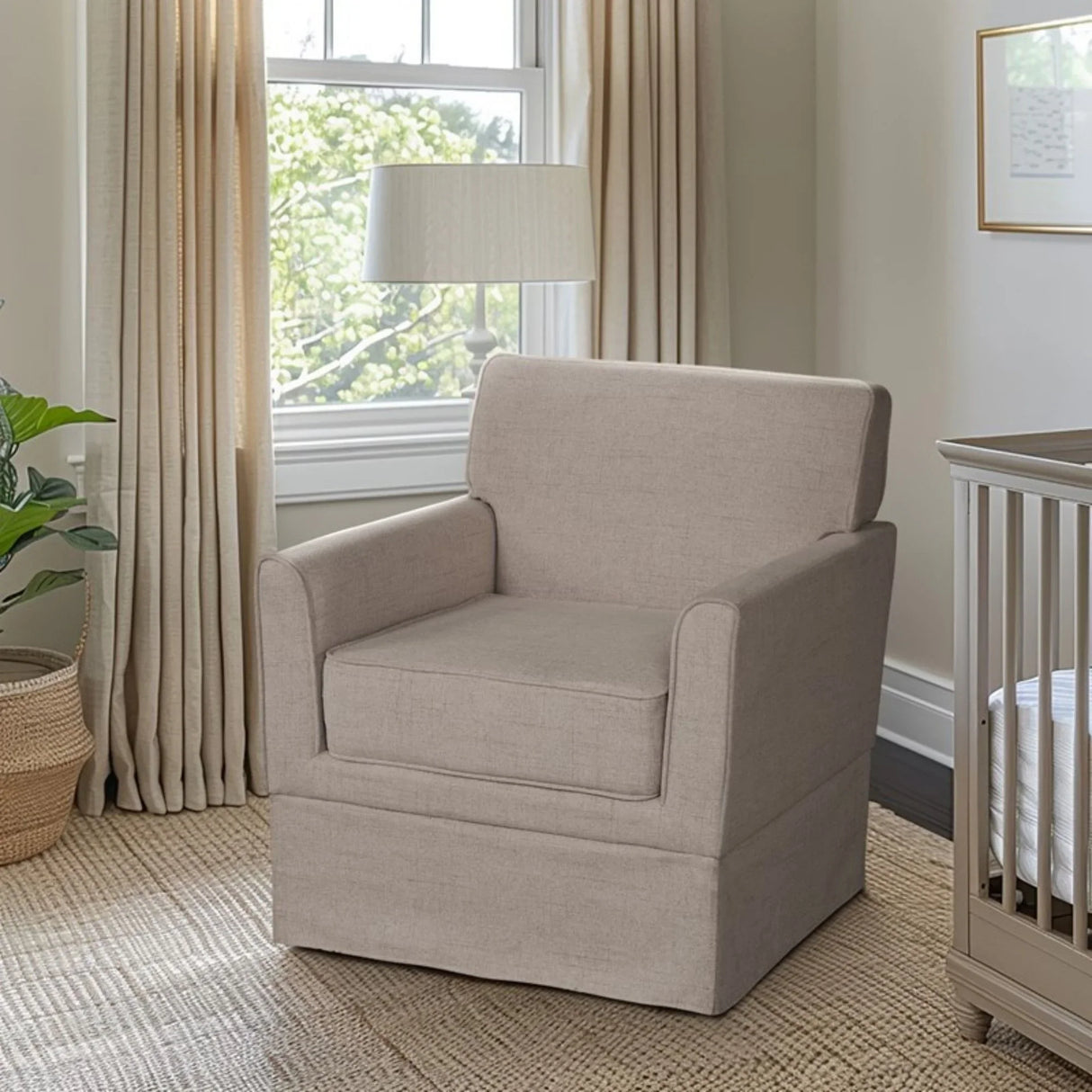 Timeless Slipcover Accent Armchair With Track Arm Silhouette Upholstered - Light Brown - Furniture Home Direct