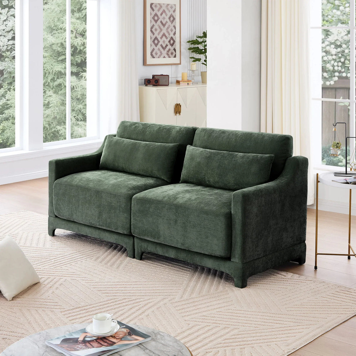 Elegant Sofa With Ergonomic Design And Lumbar Pillows - Furniture Home Direct
