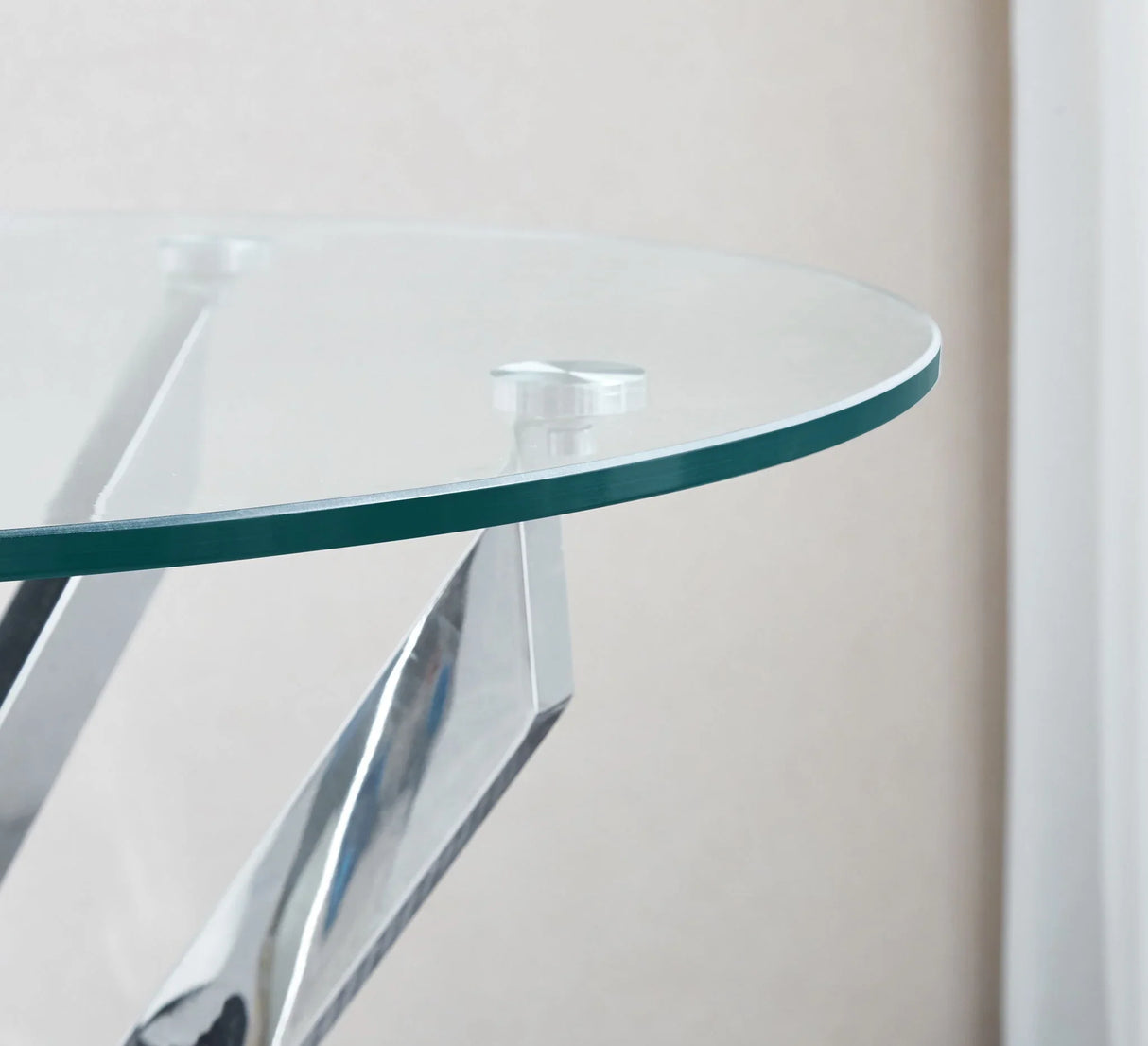 Modern Round Tempered Glass Table With Chrome Legs - Furniture Home Direct