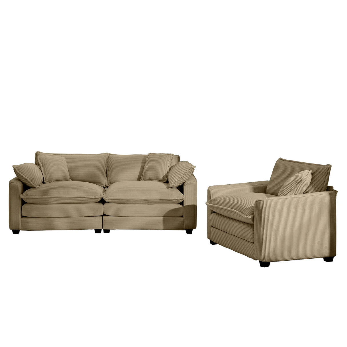 Elegant Corduroy Oversized Sectional Sofa Set With Deep Seats And Flexible Layout - Furniture Home Direct