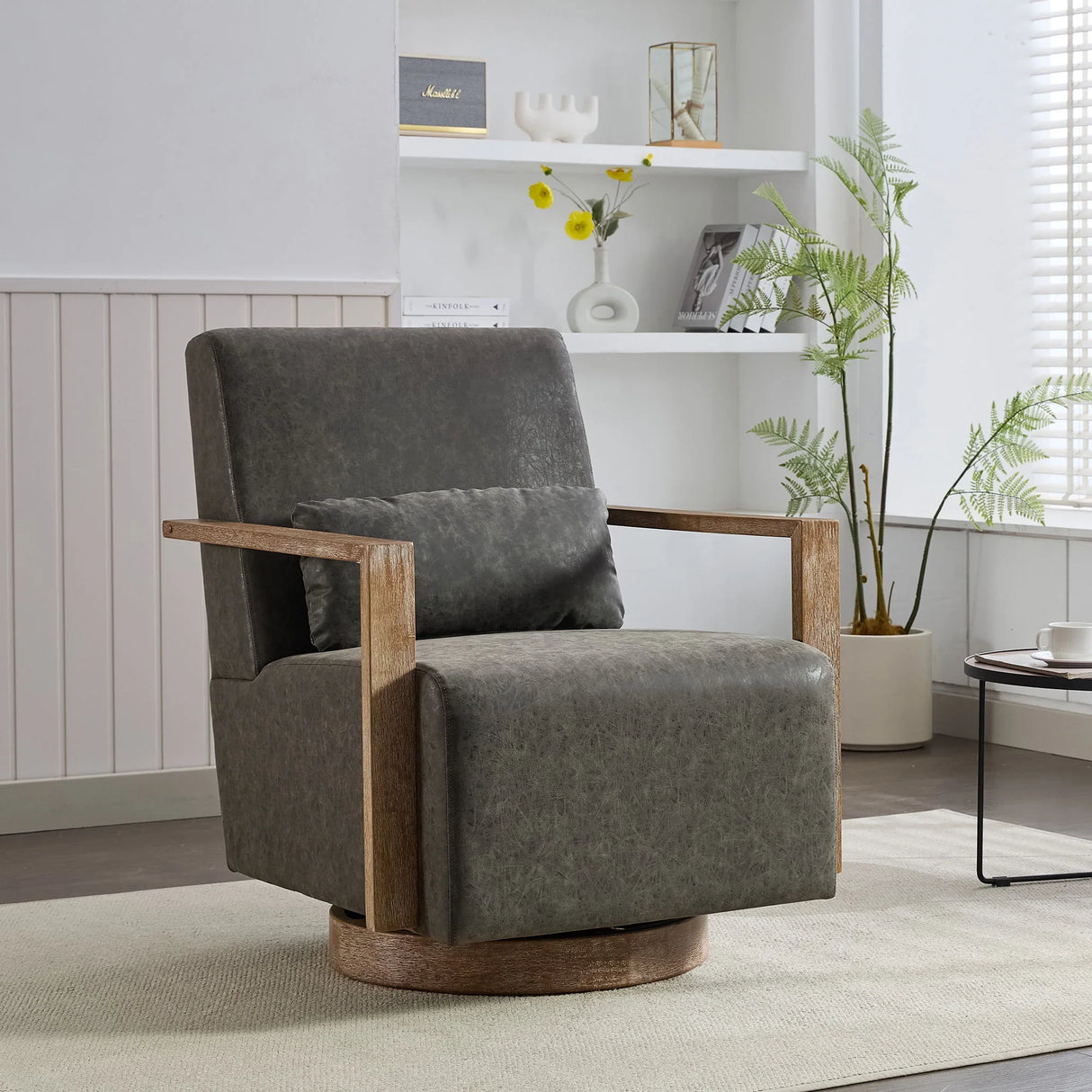 Swivel Modern Upholstered Accent Chair With Armrests - Furniture Home Direct