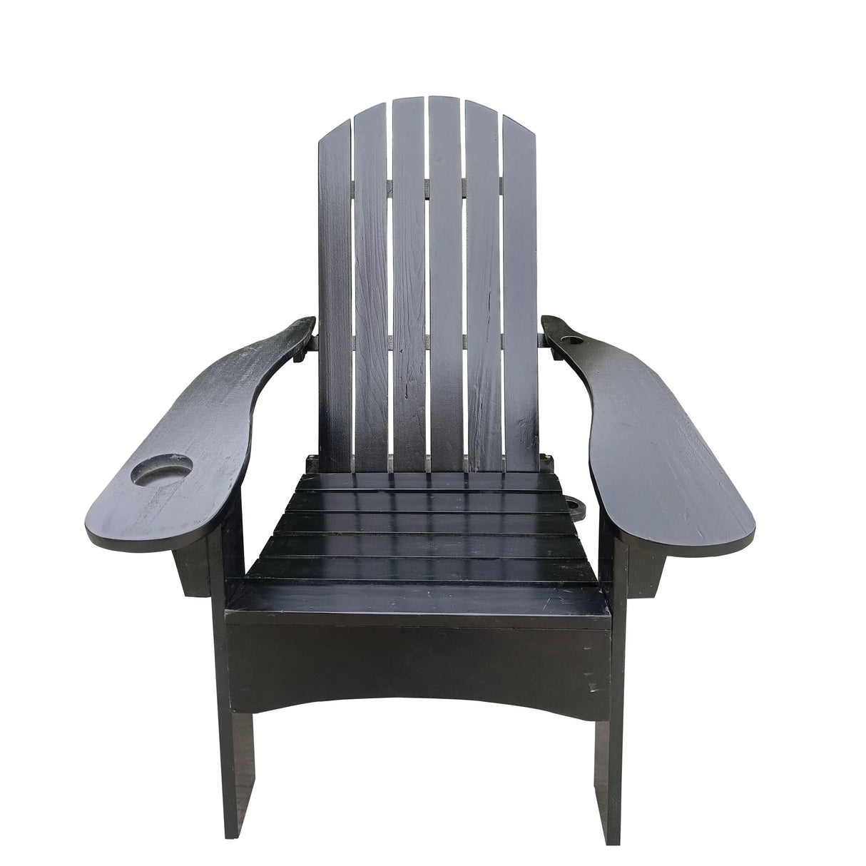 Outdoor Or Indoor Wood Adirondack Chair With An Hole To Hold Umbrella, On The Arm - Furniture Home Direct