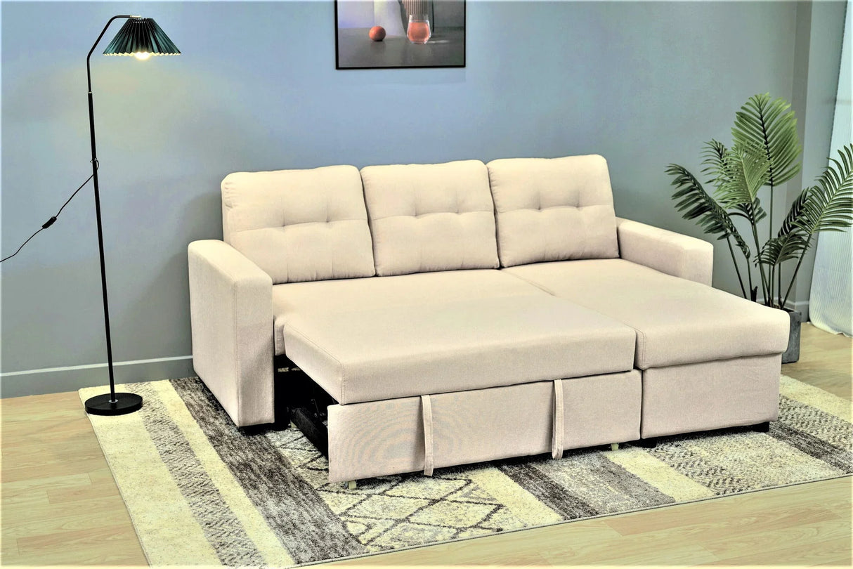 Convertible L Shaped Sectional Sleeper Sofa Bed, Saving Pull Out Couch - Furniture Home Direct