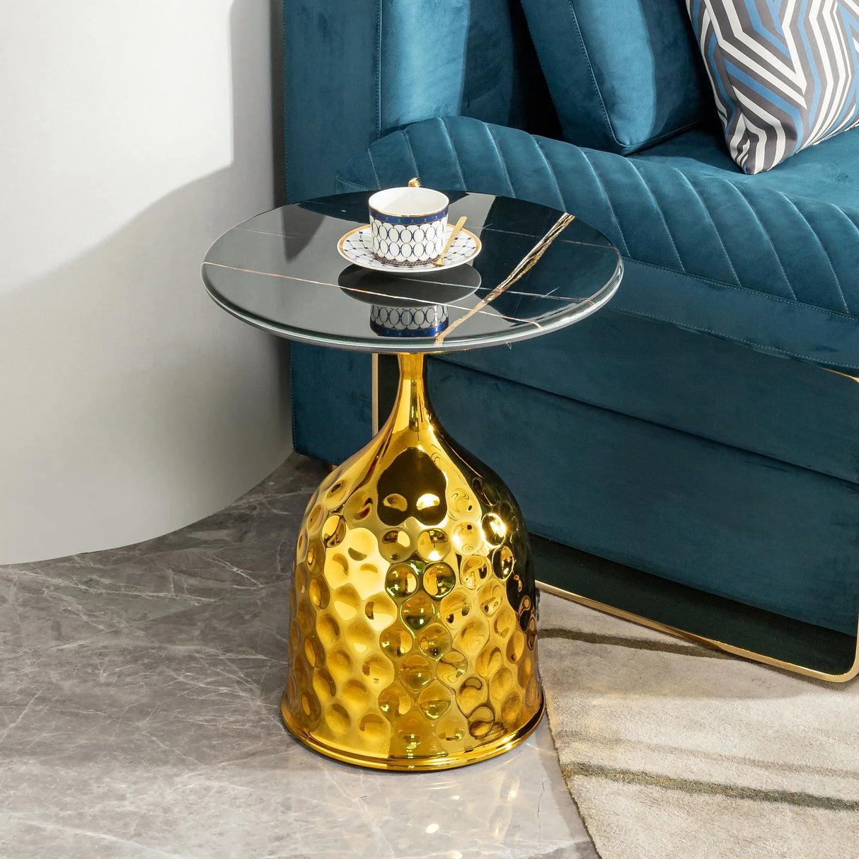 Nordic Style Iron Round Tray Coffee Table Carbon Steel - Gold - Furniture Home Direct