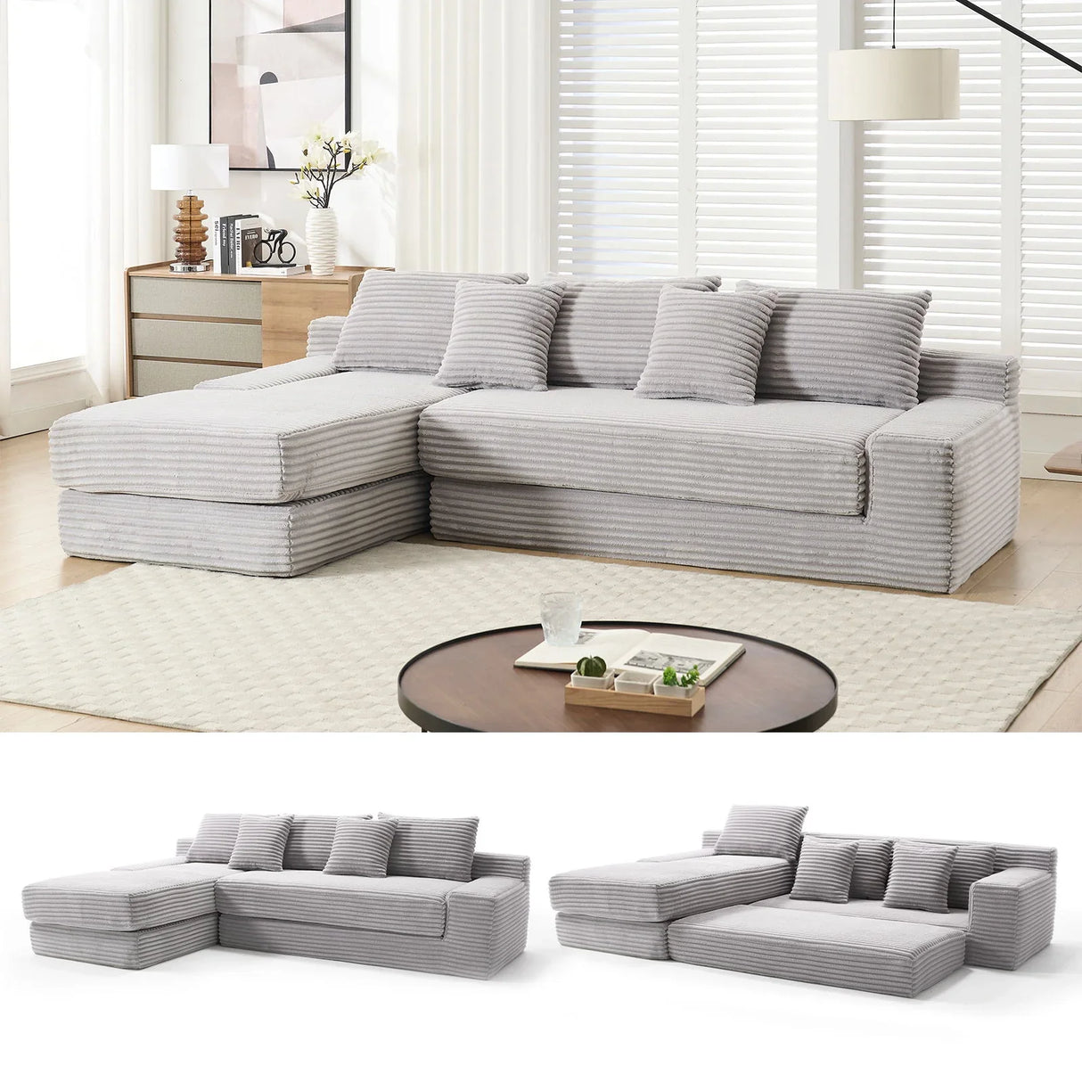 Modern L - Shaped Sectional Couch With Memory Foam - Furniture Home Direct