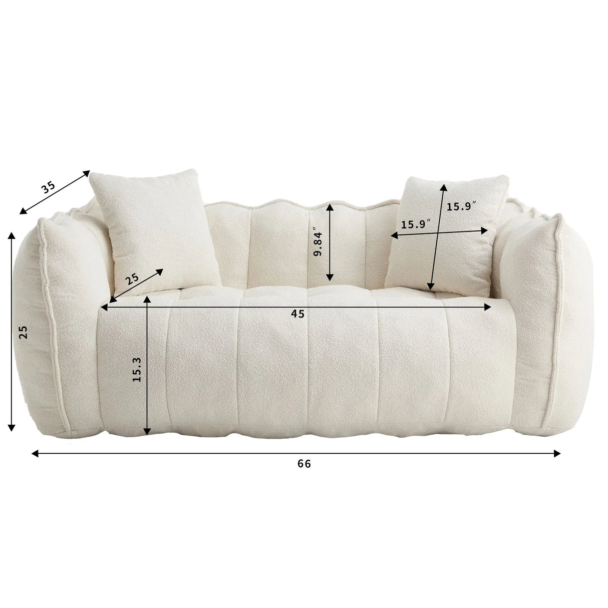Cozy Beanbag Chair With High Resilience Foam Core For 2 - Furniture Home Direct