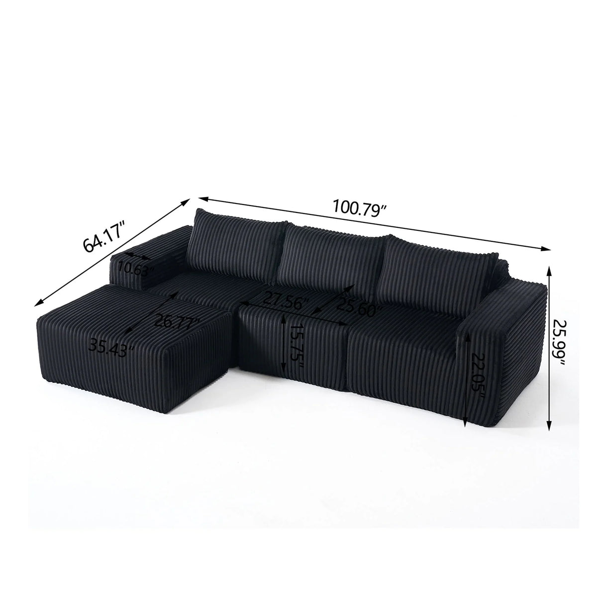 L - Shape Modern Minimalist Modular Sectional Sofa, Upholstered Cloud Couch With Deep Seats - Furniture Home Direct