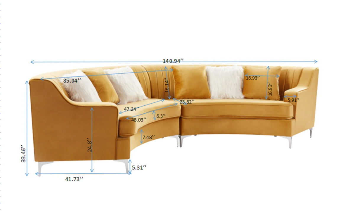Velvet Curved Sofa - Furniture Home Direct