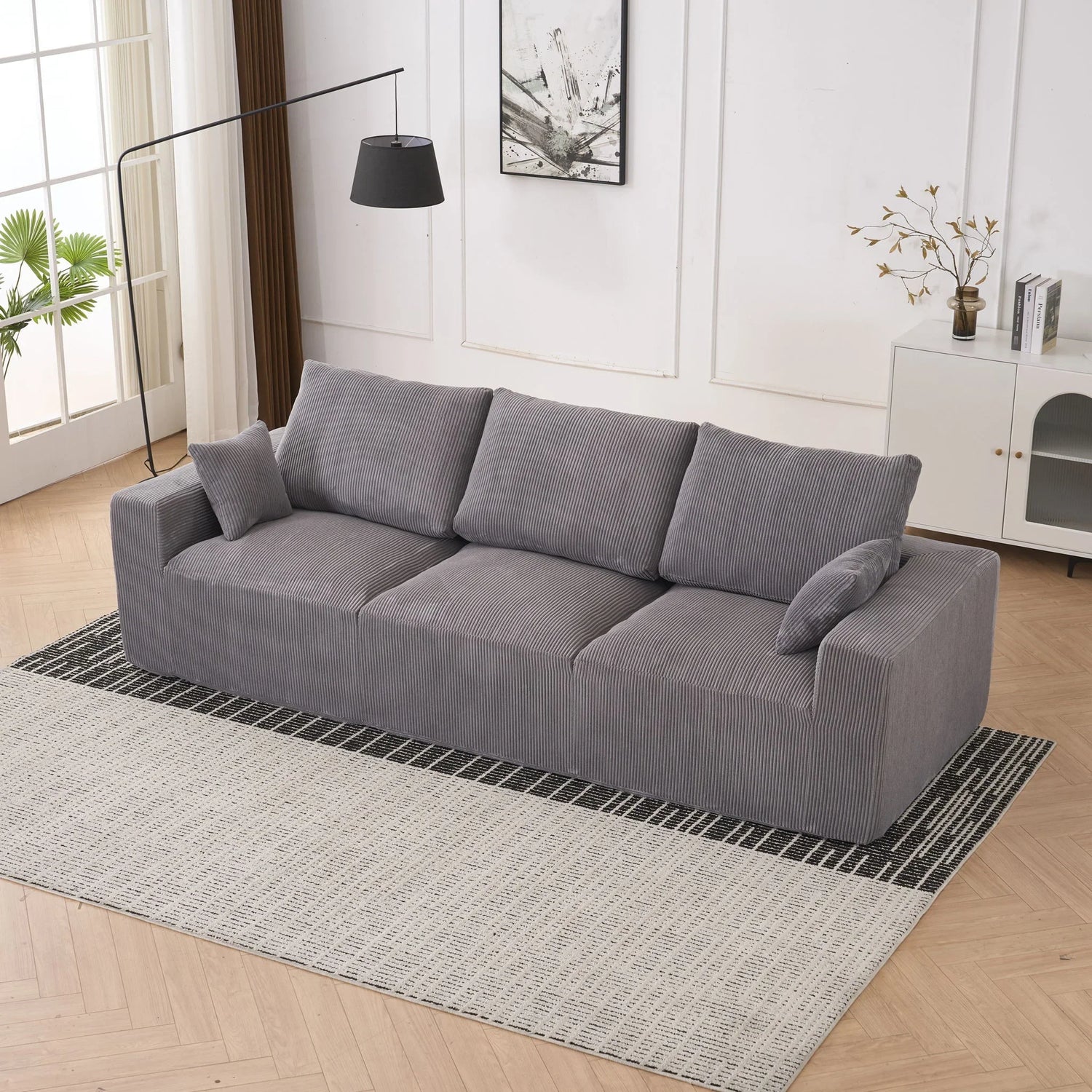 Modular Sectional Sofa With Extra Wide Cushion, USB / Type C Charger, Petal Armrest - Furniture Home Direct