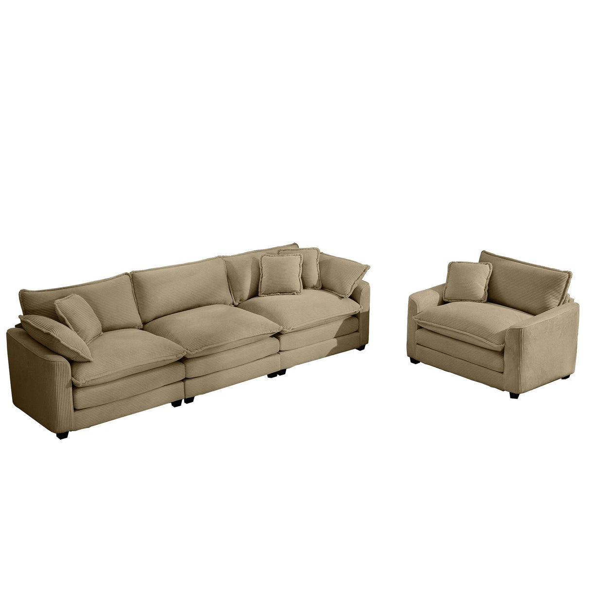 Elegant Corduroy Oversized Sectional Sofa Set With Deep Seats And Flexible Layout - Furniture Home Direct