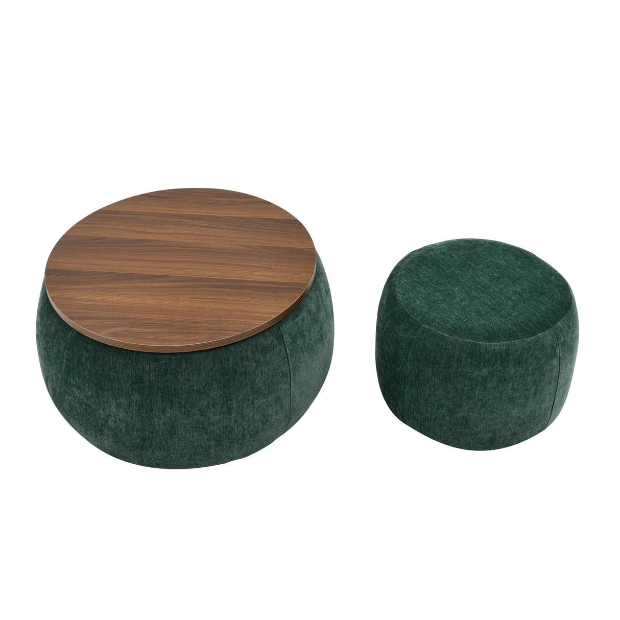 Round Storage Ottoman, 2 In 1 Function, End Table And Ottoman - Furniture Home Direct