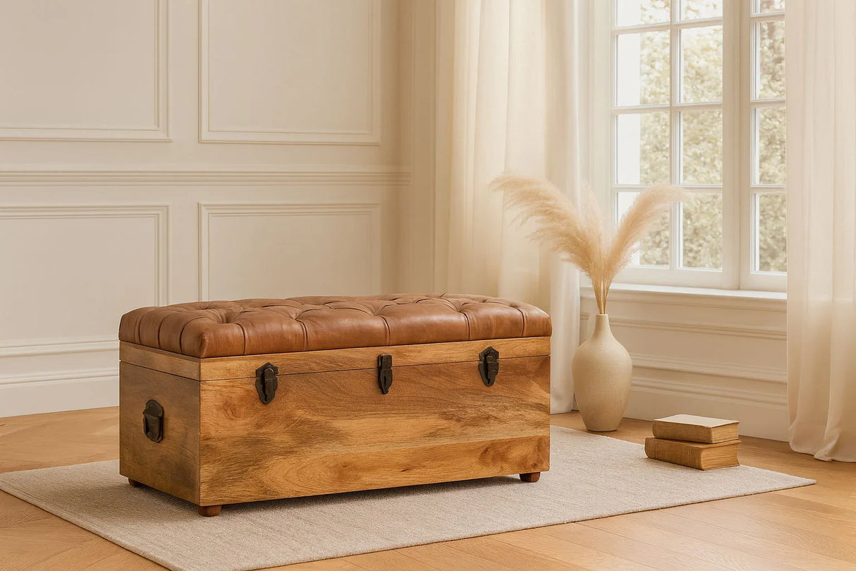Buffalo - Leather Storage Trunk - Furniture Home Direct