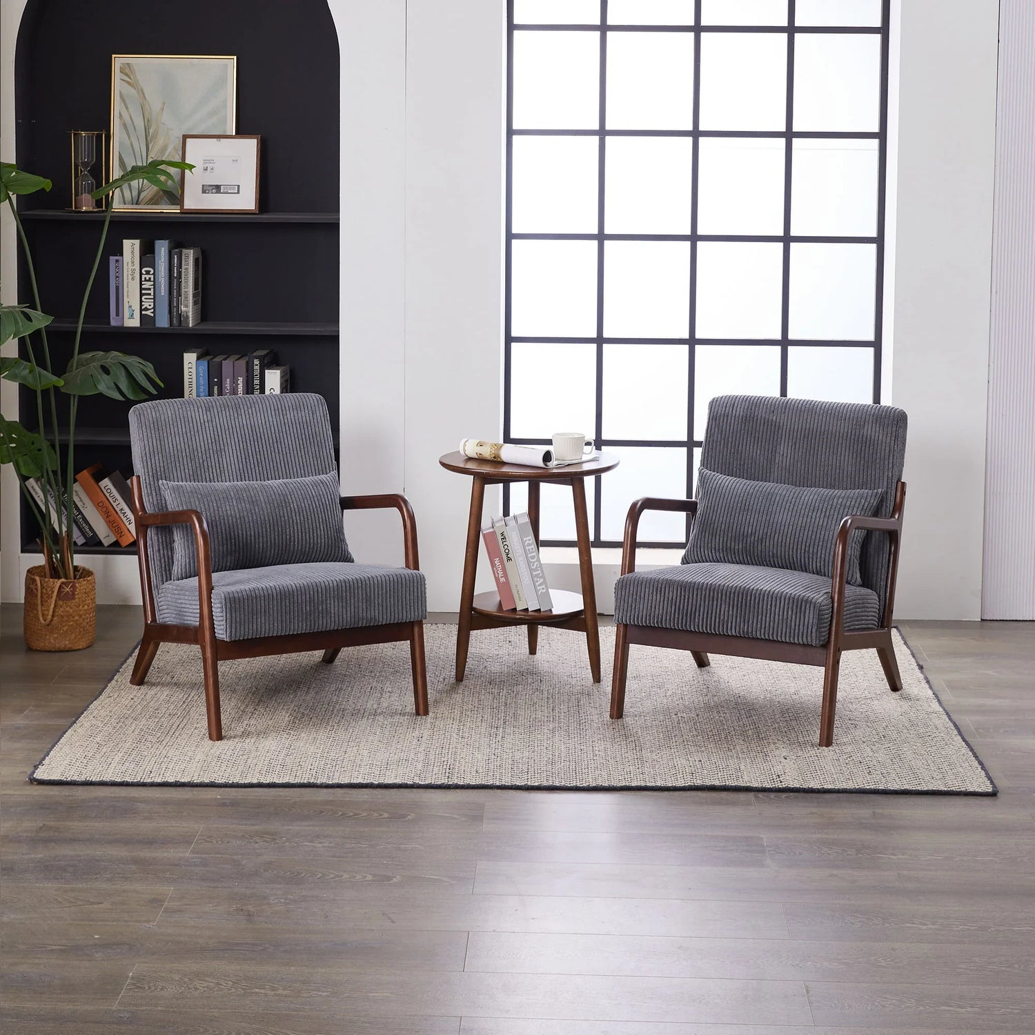 Accent Chair With Pillow And Wood Frame - Furniture Home Direct
