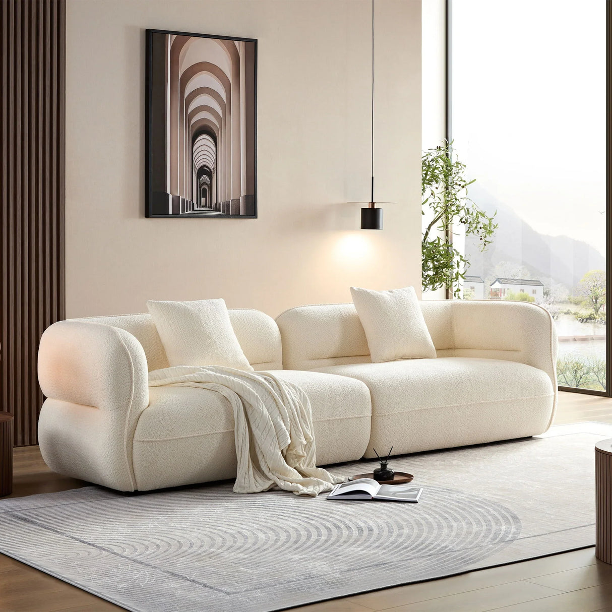 Sectional Sofa With Durable Fabric, Solid Wood Frame, And High Density Sponge Fill - Furniture Home Direct
