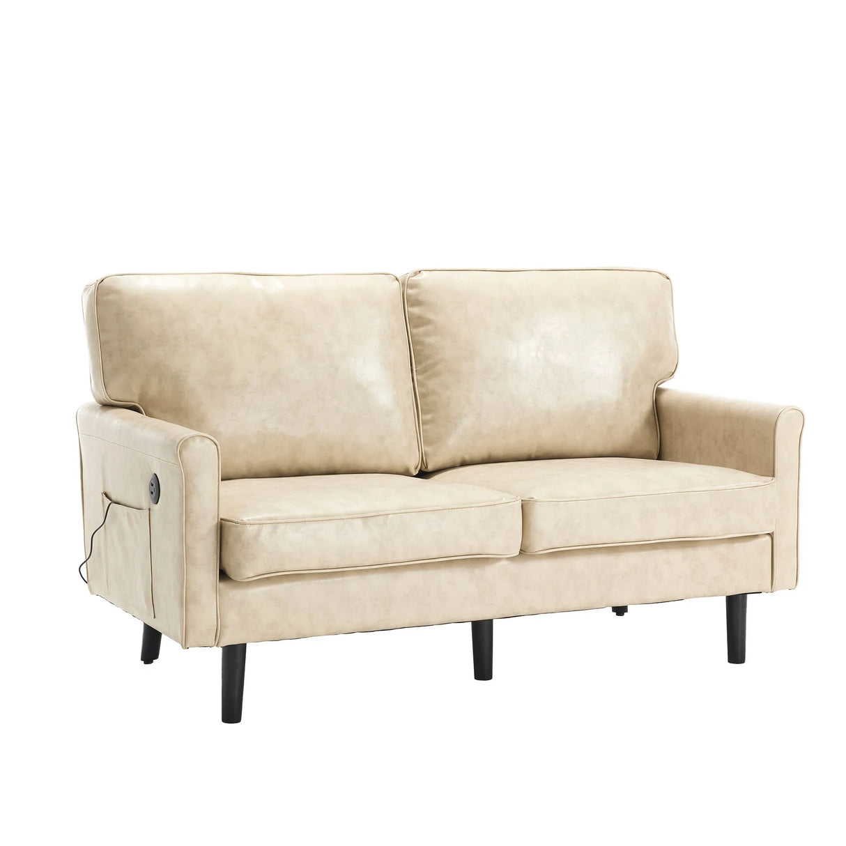 Mid Century Modern Loveseat Sofa With USB Ports, Removable Pillow Cover - Furniture Home Direct