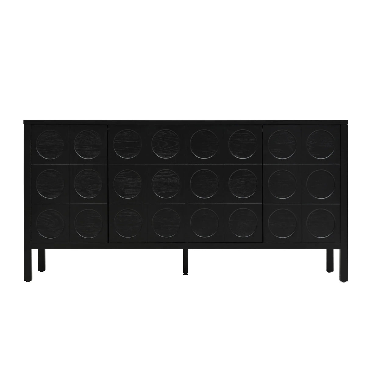 Stylish Storage Cabinet Sideboard With Unique Geometric Circle Door Design - Black - Furniture Home Direct