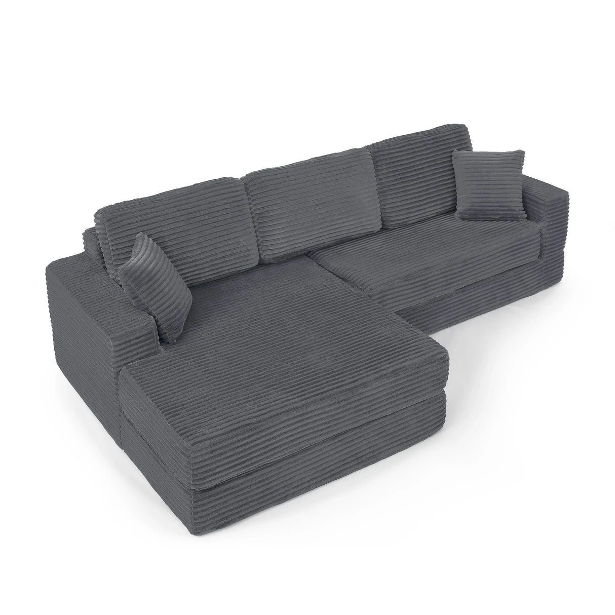Modern Minimalist L Shape Modular Sectional Sofa, Corduroy Couch - Furniture Home Direct