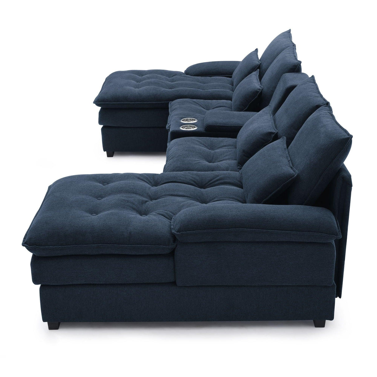 Contemporary U Shaped Sofa With Console And Cupholders - Furniture Home Direct