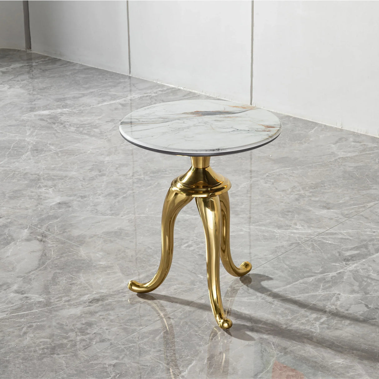 Modern Small Coffee Table With Microcrystalline Stone Top And Carbon Steel Legs - Gold - Furniture Home Direct
