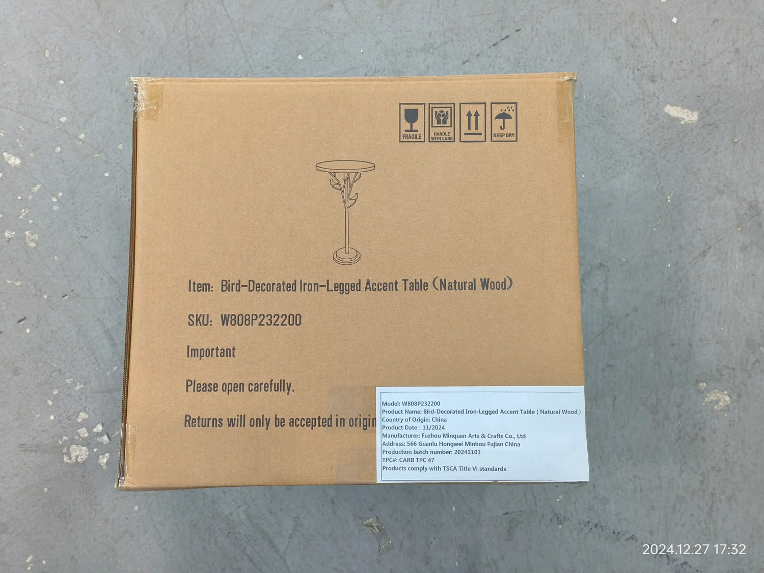 Round Side Table Metal Base With Wooden Top Natural - Furniture Home Direct