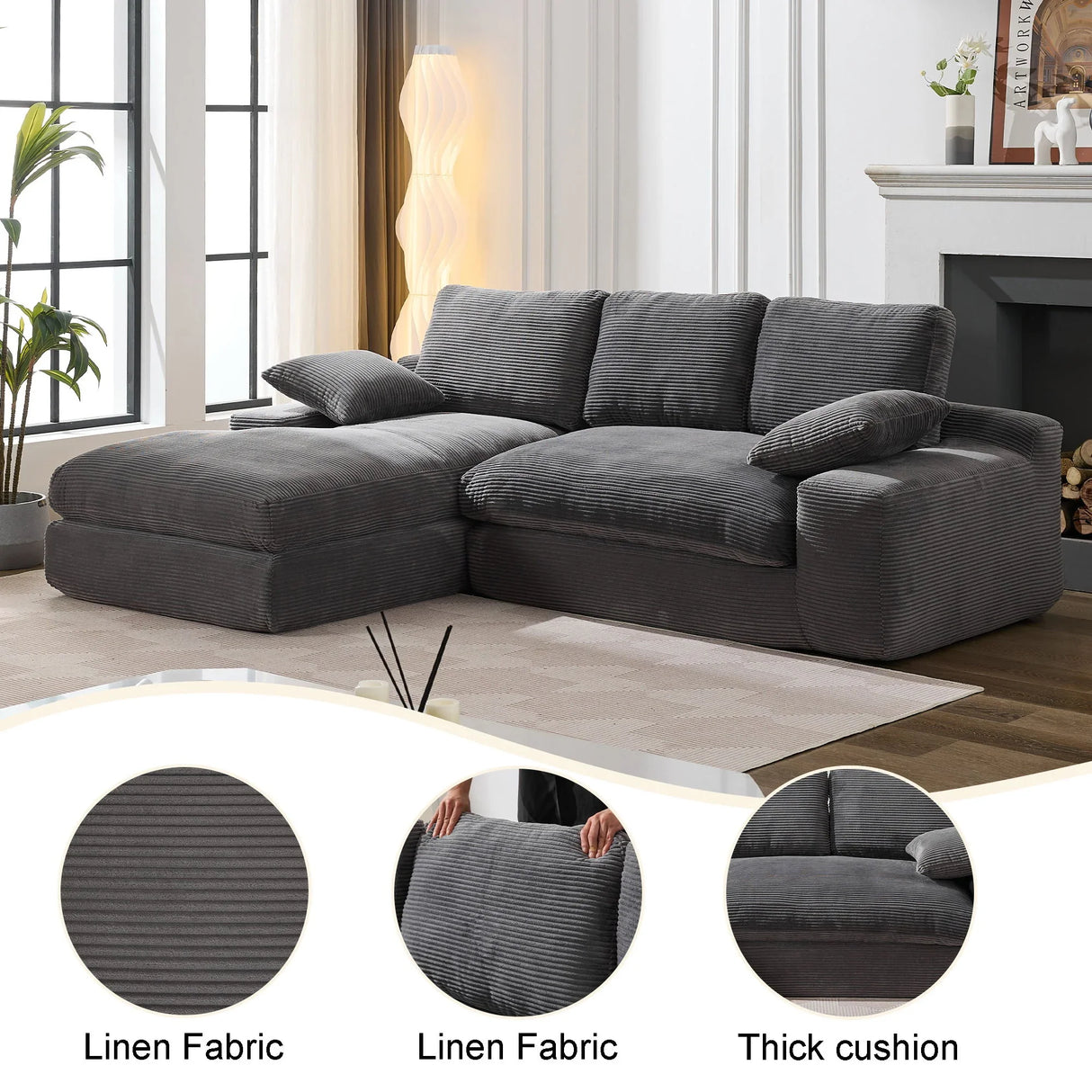 Modern Minimalist Modular Sectional Sofa Set, Upholstered Sleeper Couch - Furniture Home Direct