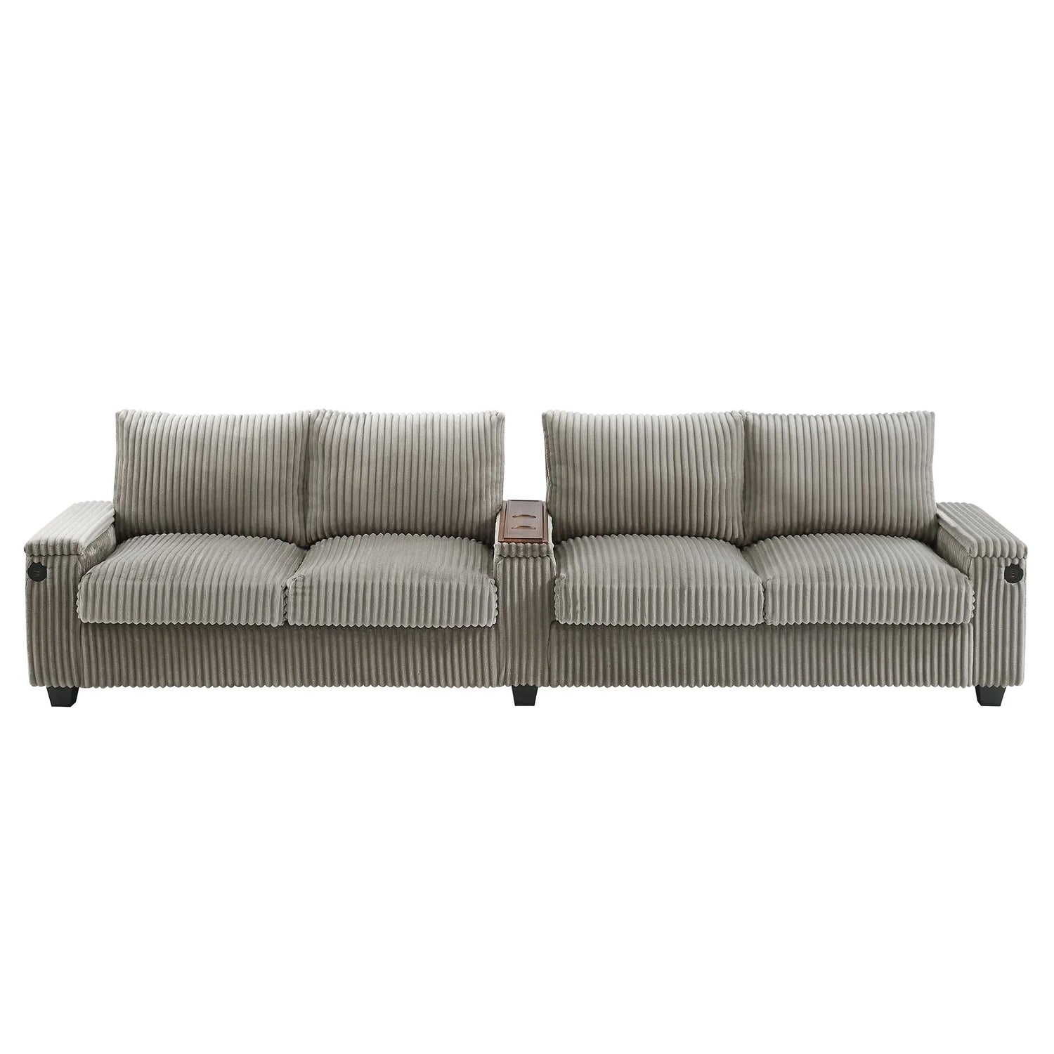 Modern 4 Seater Corduroy Sofa Couch With USB Ports And Hidden Storage - Furniture Home Direct