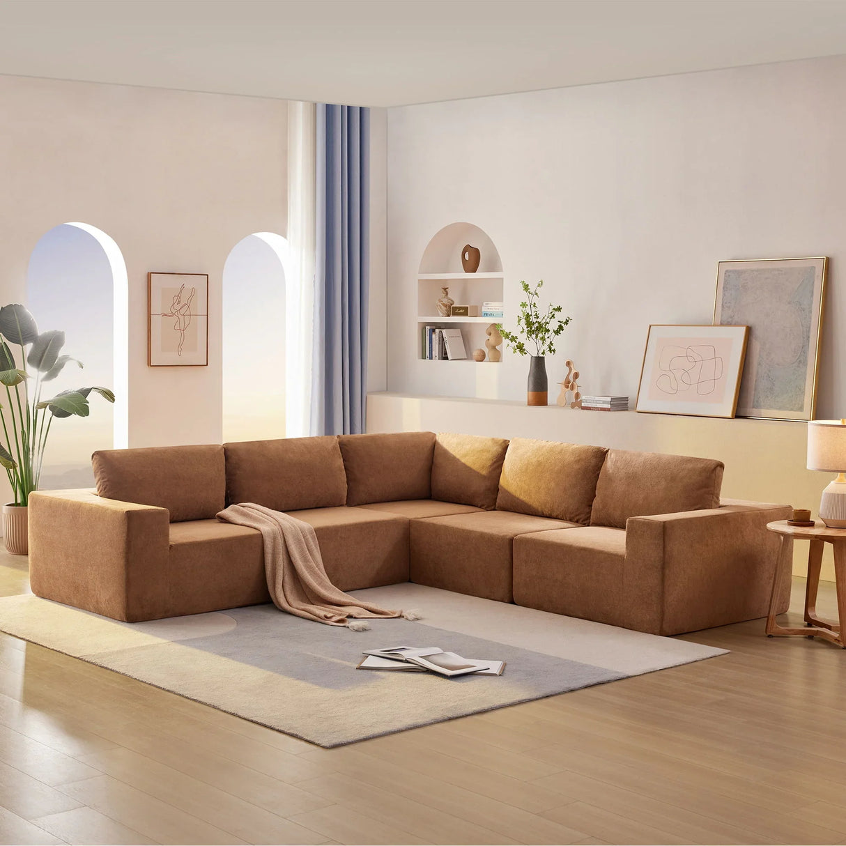 Modular Sectional With Wide Seat Free Combination L Shaped Couch Set Cloud Upholstered Minimalist Boneless Sofa - Furniture Home Direct