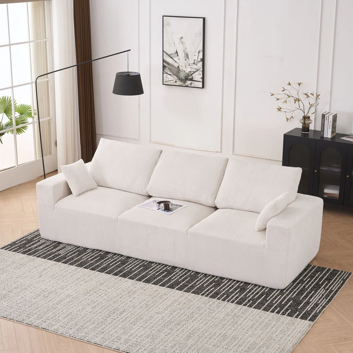 Modular Sectional Sofa With Extra Wide Cushion, USB / Type C Charger, Petal Armrest - Furniture Home Direct