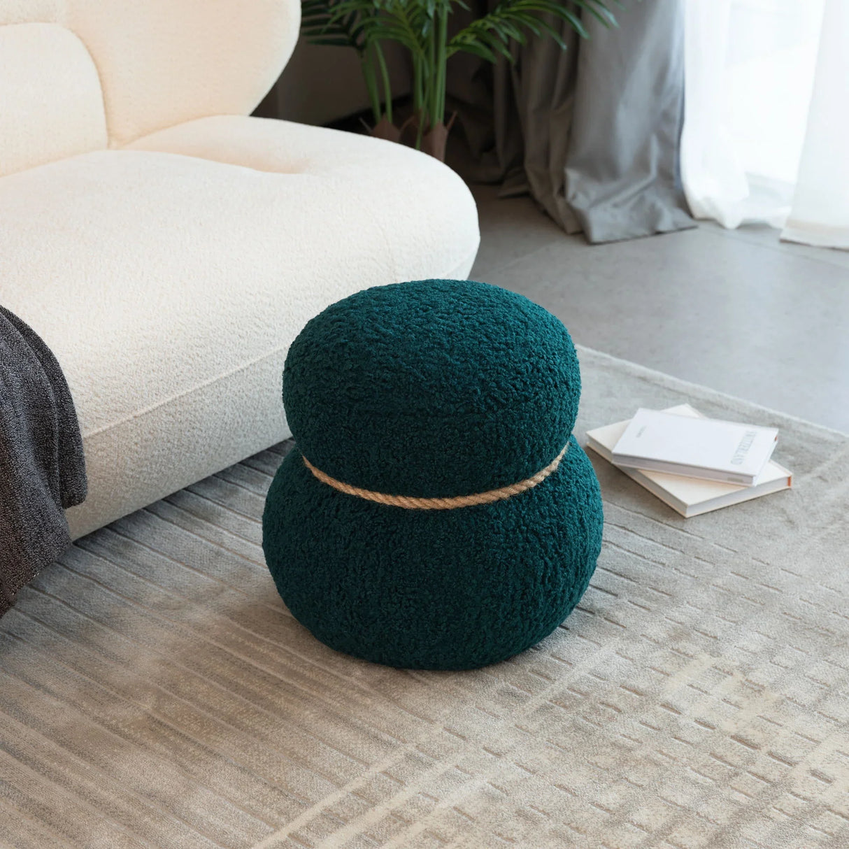 Snowman Stool With Cushion And Solid Wood Frame - Furniture Home Direct