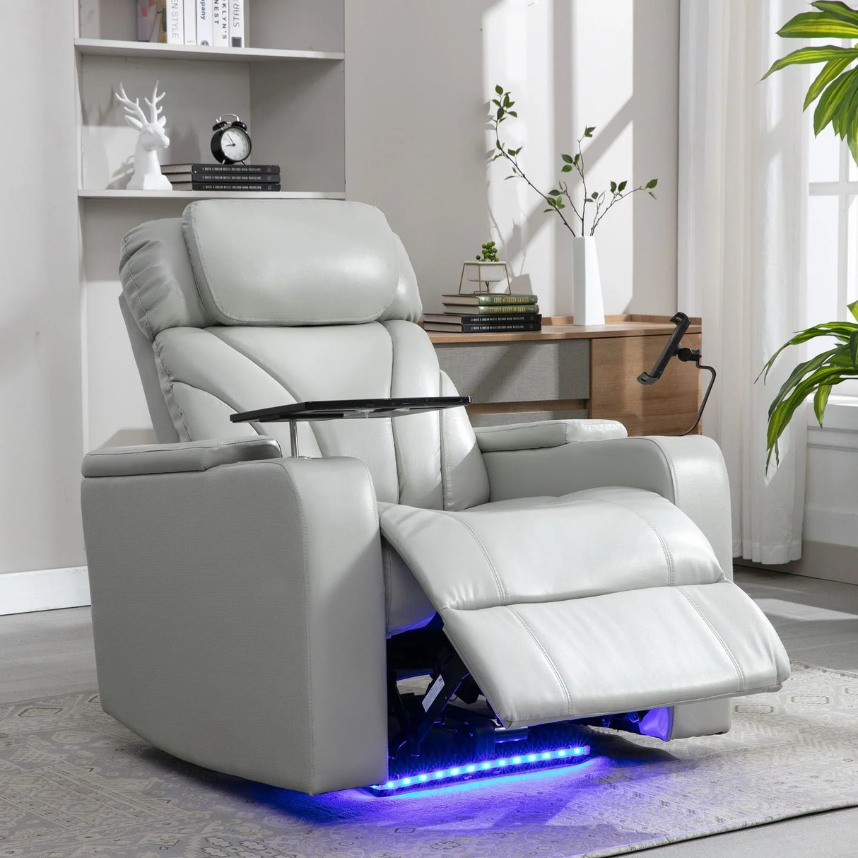 Power Motion Recliner Electric Power Recliner With USB Charging Port, Hidden Arm Storage, Convenient Cup Holder And Bluetooth Speaker - Furniture Home Direct