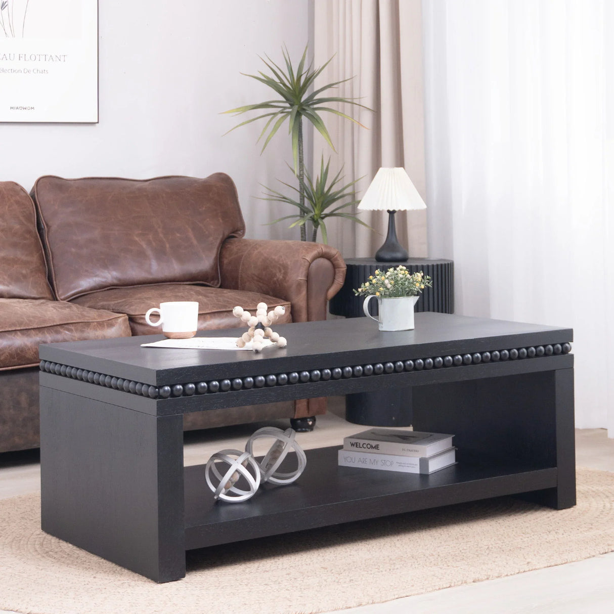Modern Coffee Table With Beaded Trim - Furniture Home Direct