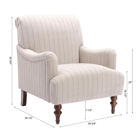 Sylvia - Striped Arm Chair - Natural - Furniture Home Direct